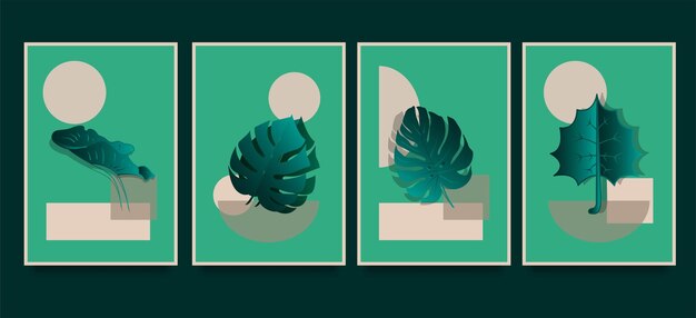 Коллекция шаблонов абстрактных современных ботанических плакатов
