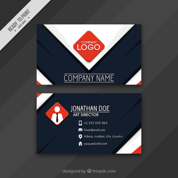 Free vector abstract corporate card with red elements