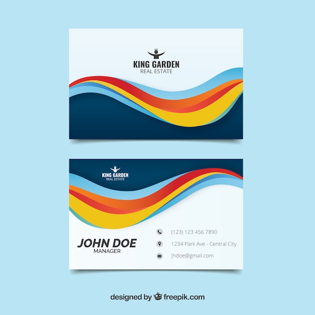 Free vector abstract corporate color waves card