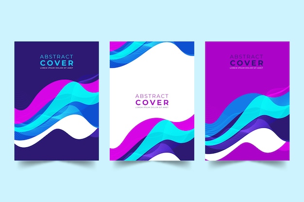 Free vector abstract covers with wavy shapes collection