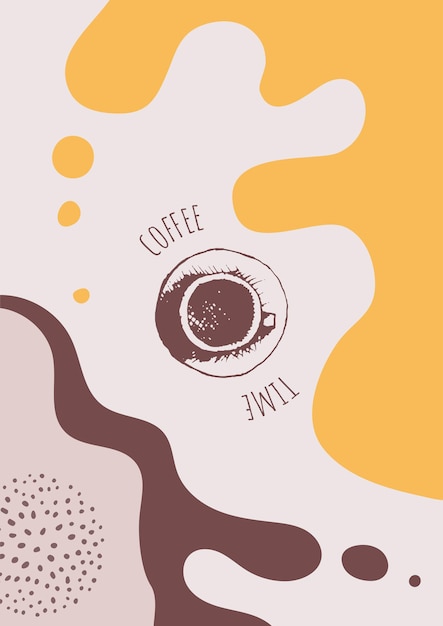 Abstract creative coffee backgrounds with copy space for text and coffee hand draw icons. vector concept for coffee shop and house, caffe. simple, stylish template for social media.