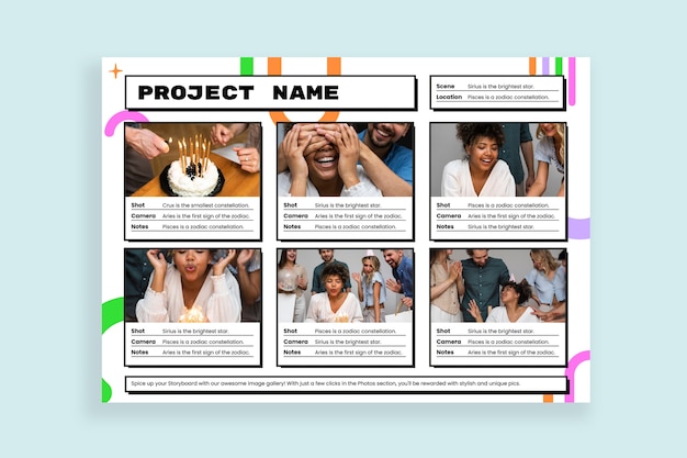 Abstract creative photo six-panel storyboard