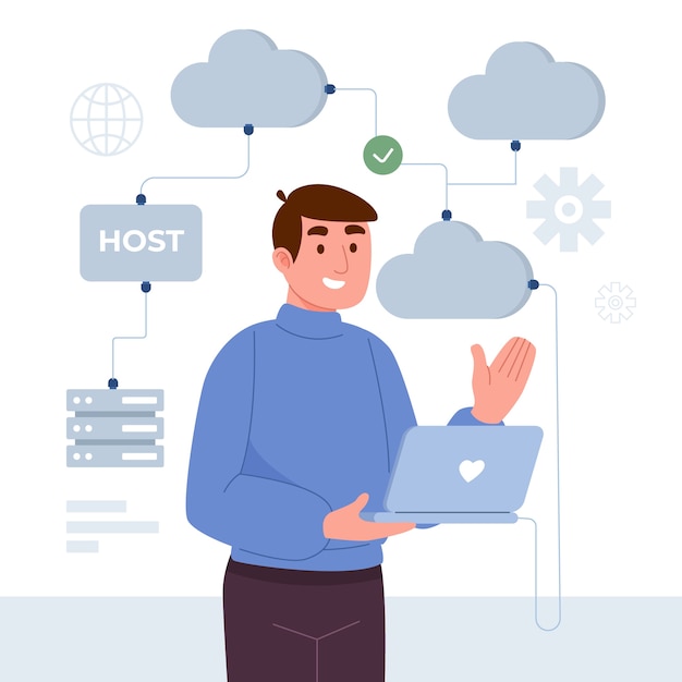 Illustrazione di hosting di siti web creativi astratti