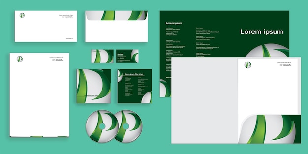 Abstract curly wave modern corporate business identity stationary draft