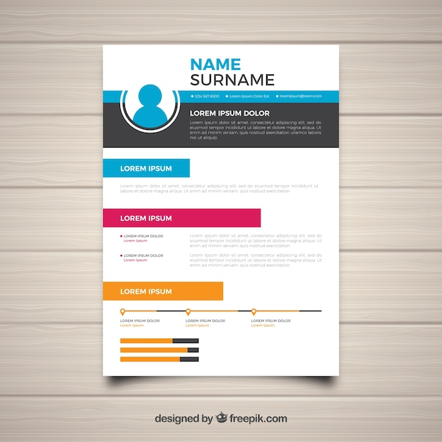 Vettore gratuito modello di curriculum astratto con stile colorato