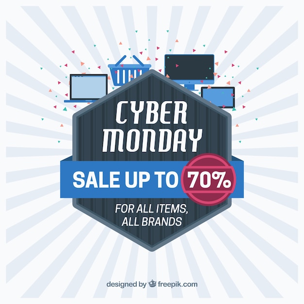 Vettore gratuito disegno astratto cyber monday in stile piatto