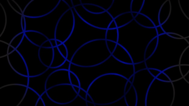 Abstract dark background of intersecting circles in blue colors