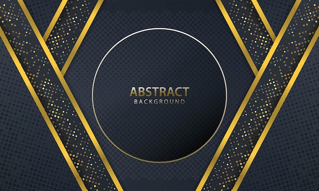 Abstract dark background with gold line design modern. vector illustration.