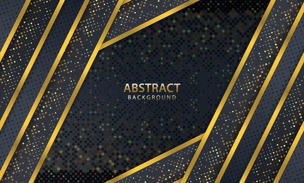 Abstract dark background with gold line design modern. vector illustration.