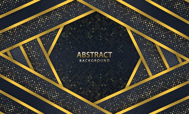 Abstract dark background with gold line design modern. vector illustration.