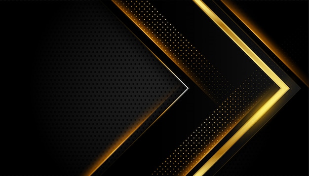 Abstract dark black and gold shiny golden lines