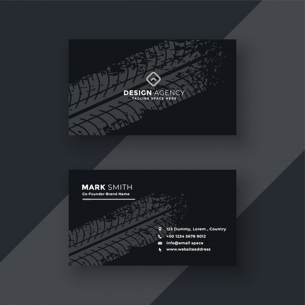 Abstract dark business card with tire mark