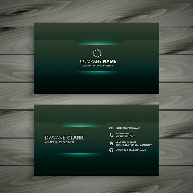 Free vector abstract dark green business card