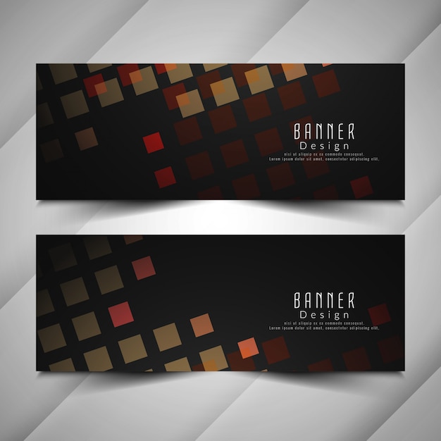 Free vector abstract dark mosaic banners set