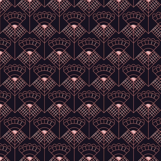 Abstract dark rose gold art deco seamless pattern