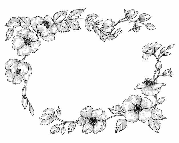 Free vector abstract decorative floral frame sketch design