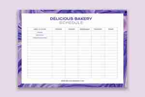 Free vector abstract delicious bakery weekly cleaning schedule