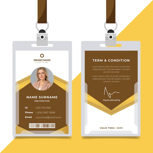 Free vector abstract design brown id cards template