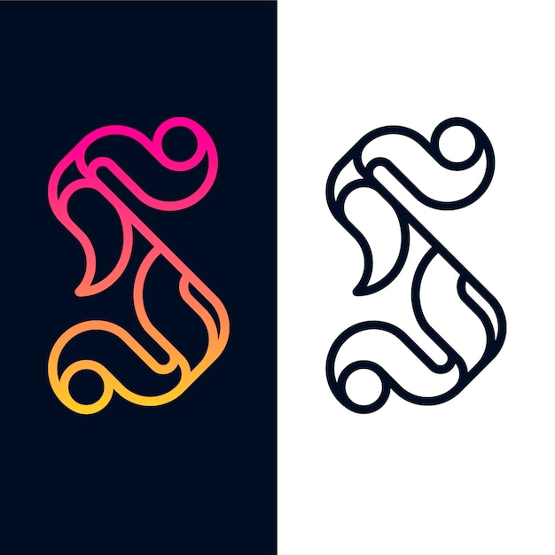 2つのバージョンの抽象的なデザインロゴ