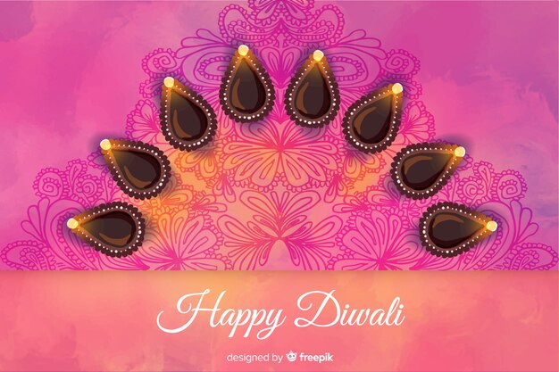 Abstract design watercolour diwali background