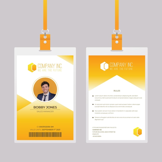 Abstract design yellow id cards template