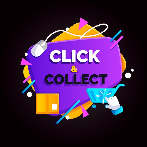 Free vector abstract detailed click and collect sign