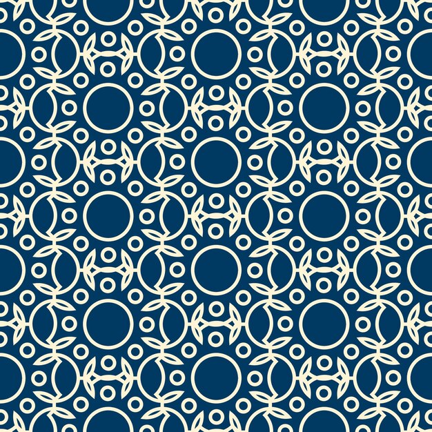 Abstract Dichromatic Seamless Pattern With Rounds And Leaves