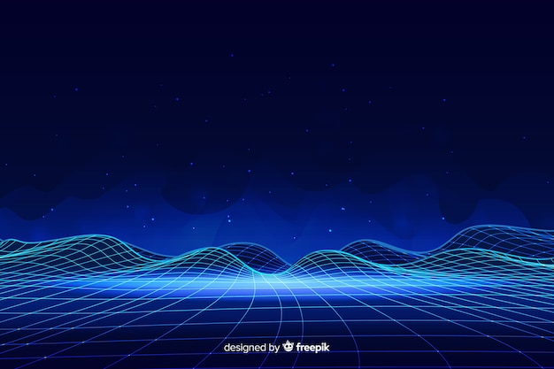 Abstract digital landscape with particles background