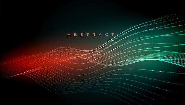 抽象的なデジタルライン輝く波状の背景デザイン
