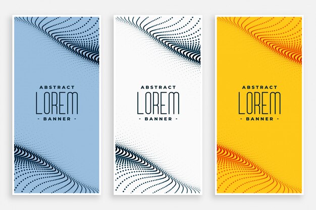 Abstract digital particles flow vertical banners set