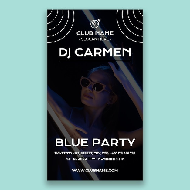 Free vector abstract dj carmen instagram story