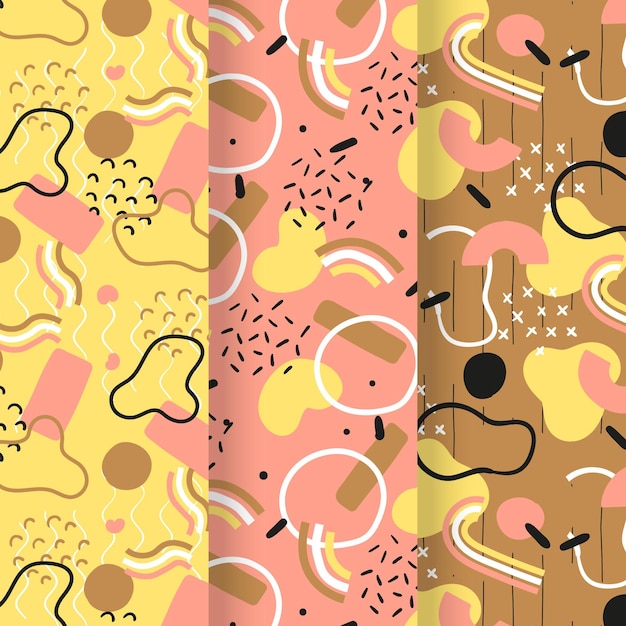 Free vector abstract drawn pattern collection design