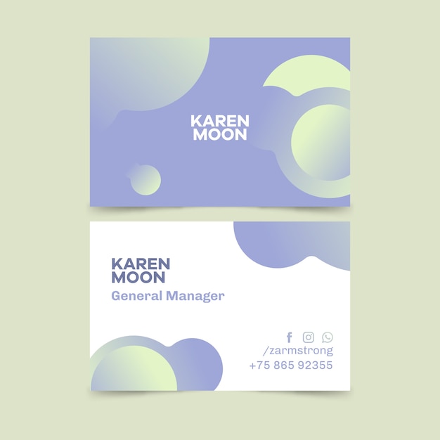 Abstract duotone gradient shapes business card template