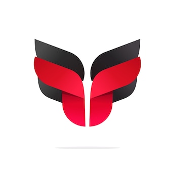 Абстрактный логотип орлиного птичьего лица или современный дизайн логотипа головы робота-насекомого красного черного цвета