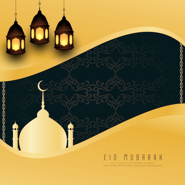 Free vector abstract eid mubarak greeting background