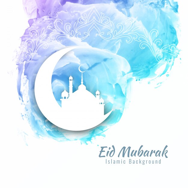 Abstract Eid Mubarak watercolor background design