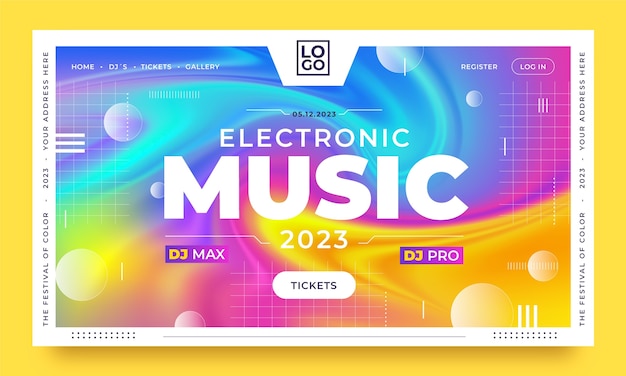 Free vector abstract electronic music landing page