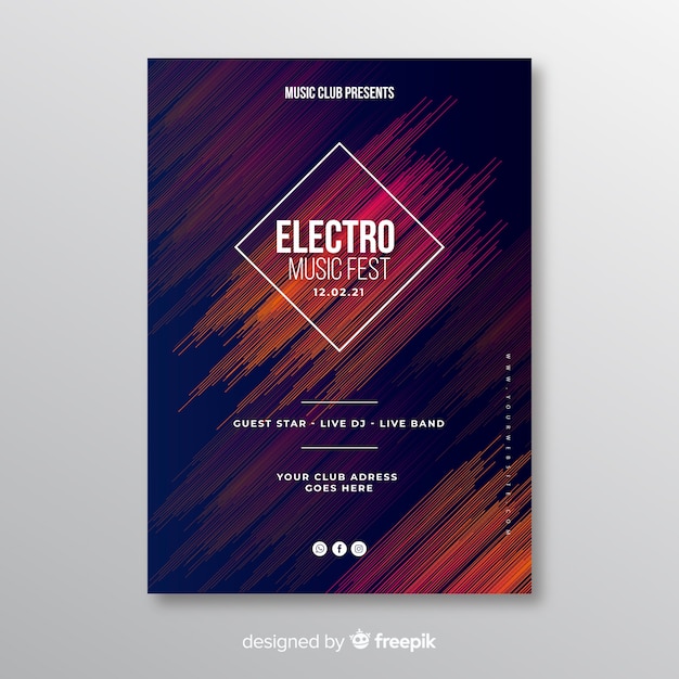 Abstract electronic music poster template