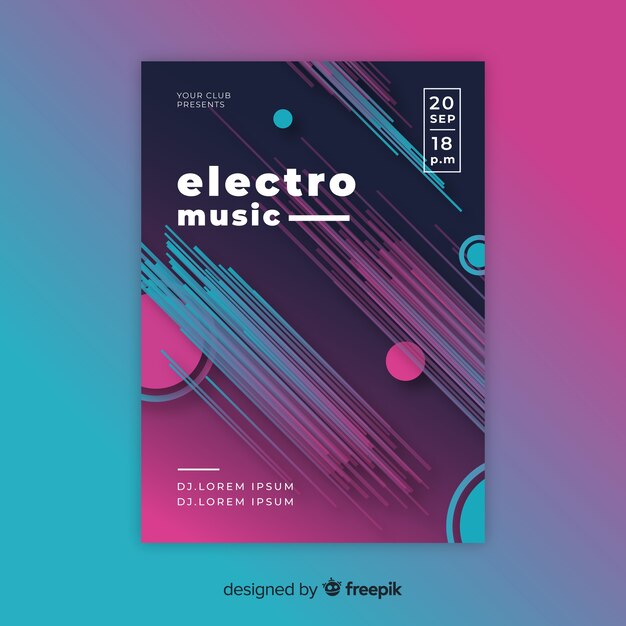 Abstract electronic music poster template