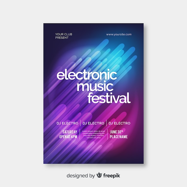 Free vector abstract electronic music poster template