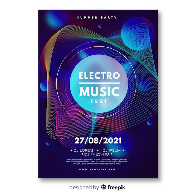 Abstract electronic music poster template