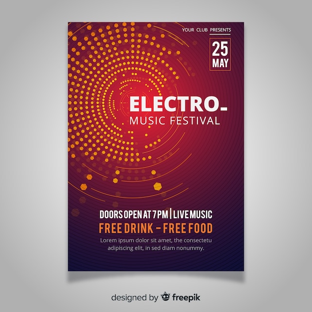 Abstract electronic music poster template