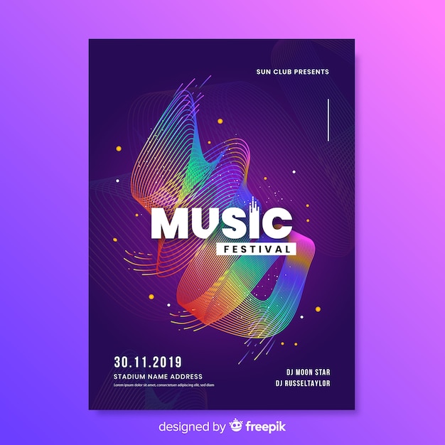 Abstract electronic music poster template