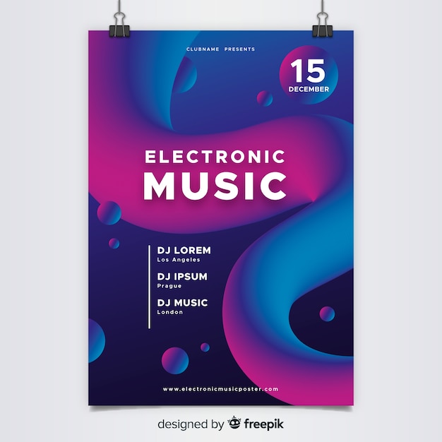 Free vector abstract electronic music poster template