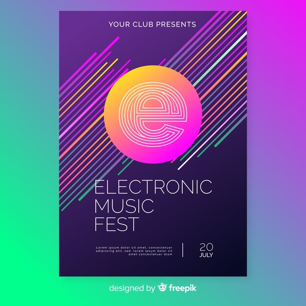 Abstract electronic music poster template