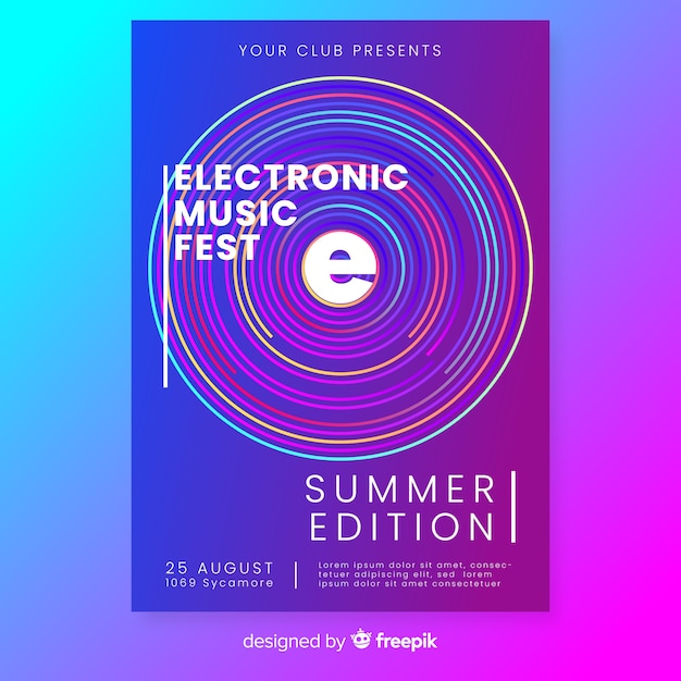 Abstract electronic music poster template