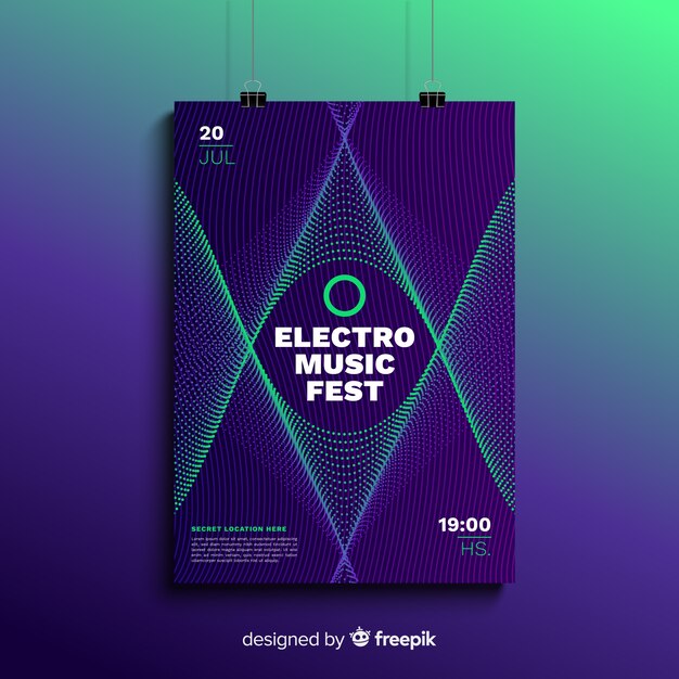 Abstract electronic music poster template