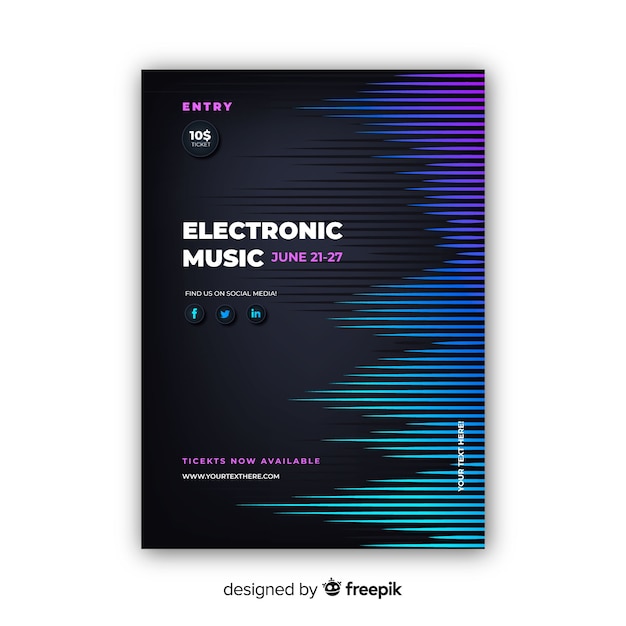 Abstract electronic music poster template