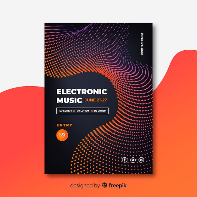 Free vector abstract electronic music poster template