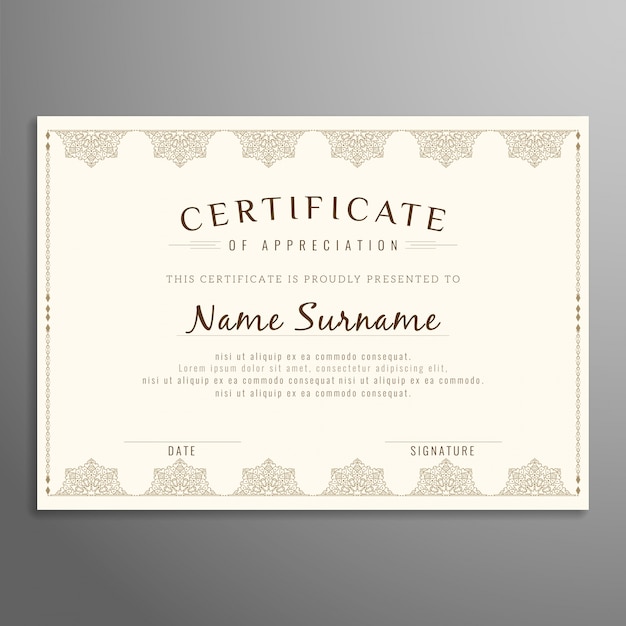 Abstract elegant certificate design